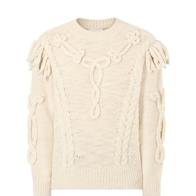 Katria Cable-Knit Fringed Sweater