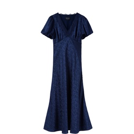 Jacquard Lace Trim Flared Dress