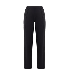 Lululemon black sweat bottoms with contrast Light Ivory side stripe detail, elasticated waist, straight-leg silhouette