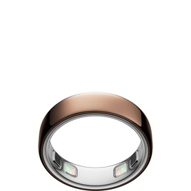 Oura Ring 5 Deep Rose smart ring in rose gold tone with visible sensor array on inner band