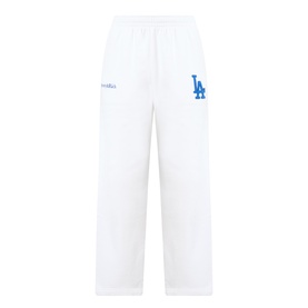Sporty & Rich White Team Blue LA Dodgers cotton sweat bottoms with blue embroidered logo and elasticated waist