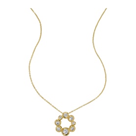 ALEXIS BITTAR gold-tone necklace with circular crystal-encrusted open circle pendant on fine chain