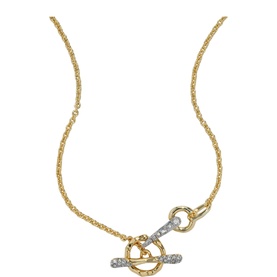ALEXIS BITTAR gold-tone chain necklace with crystal-embellished toggle clasp pendant, silver and gold mixed metal detail