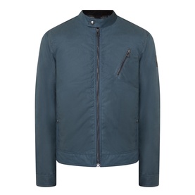 Belstaff casual jacket in petrol blue cotton, featuring zip chest pocket, front zip fastening and ribbed collar