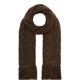 Logo Cable-Knit Fringed Scarf