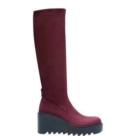 Carl Scarpa bordo stretch knee-high wedge boots with black ridged platform sole, no model present.