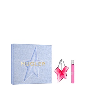 Mugler Angel Nova Eau de Parfum Luxury Gift Set with star-shaped bottle and travel spray in pale blue presentation box
