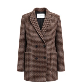 Lucien Houndstooth Double-Breasted Blazer