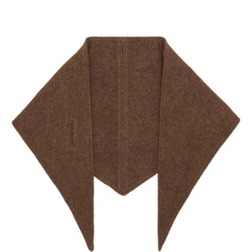 Anne Mi Brown Melange wool neck warmer with pointed collar ends and front seam detail, flat lay view