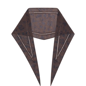 Anne Mi brown cotton collar accessory with decorative stitched edge detail and pointed angular shape