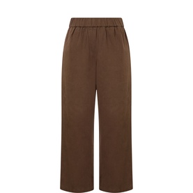 Anne Mi Demitasse wide-leg cotton trousers with elasticated waist and cropped length in brown