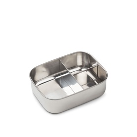 Liewood stainless steel lunch box with divided compartments, silver finish, rectangular with rounded corners