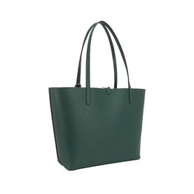 Lauren tote bag in season green, structured saffiano-effect body, twin shoulder straps, gold-tone hardware closure