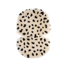 BiniBamba leopard print fluffy pram liner in cream and black spot pattern, two-piece design