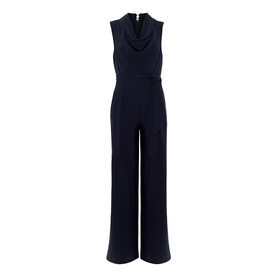 Phase Eight blue sleeveless wide-leg jumpsuit with cowl neckline, cutout waist detail, and zip back fastening