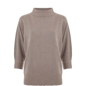 Phase Eight cream funnel neck batwing sleeve knit jumper with ribbed cuffs and hem