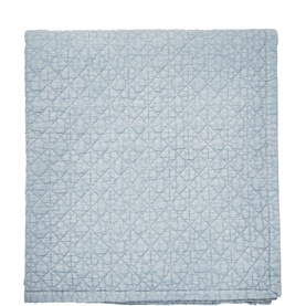 Bedeck Belfast blue quilted throw with geometric lattice pattern, folded flat to show full texture and colour