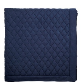 Bedeck Belfast quilted throw in denim blue with diamond stitch pattern and scalloped border detail