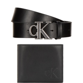 Leather Billfold Monogram Wallet and Belt Gift Set