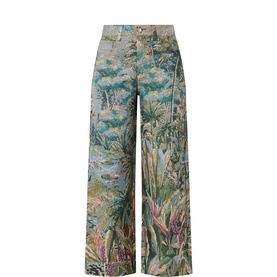 Jacquard Tapestry Tropical Wide Leg Jeans