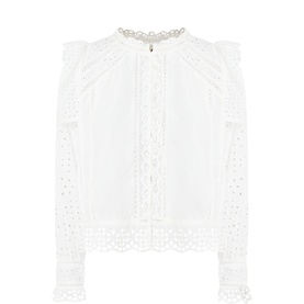 Ruffled Broderie Anglaise Blouse