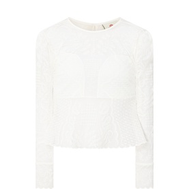 Embroidered Peplum Hem Blouse