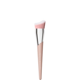 Fenty Beauty Pro Filt'r Fluid Flex Foundation Brush in blush pink with silver ferrule and angled synthetic bristles