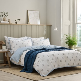 Guernsey Floral Check Duvet Set Pale Blue