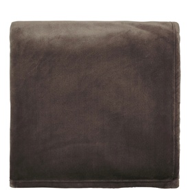 Charcoal grey folded fleece throw blanket with soft velvet-like texture and neat square presentation