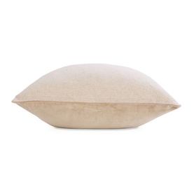 Christys Brown Bed Pillow Case, soft textured fabric in warm sand tone, shown from side angle on white background.
