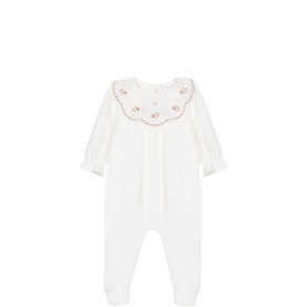 Floral Embroidery Frill Babygrow
