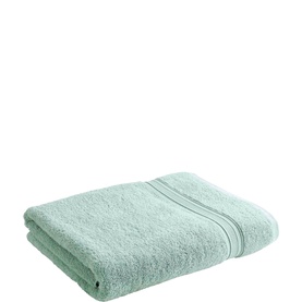 Christys Duck Egg bath towel, neatly folded, with tonal stripe border detail in soft terry fabric