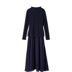 Textured Drop Waist Flared Dress