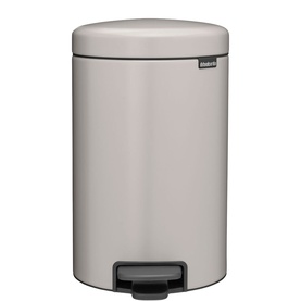 Brabantia NewIcon Soft Grey pedal bin with domed lid and foot pedal, smooth matte finish