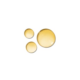 Clarins Le Serum Hair Serum shown as golden oil droplets, highlighting the lightweight serum texture