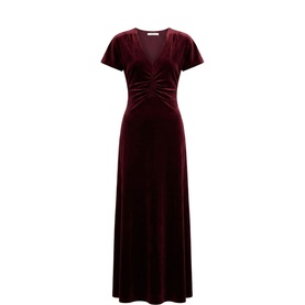 Elma Velvet Ruched Flared Dress