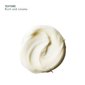 Aveda Hand Cream rich and creamy white texture swatch shown close up on white background