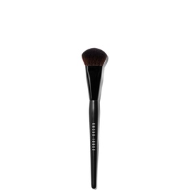 Bobbi Brown blush brush with dense angled head and black handle, shown on white background