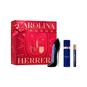 Carolina Herrera Good Girl Eau de Parfum, Body Mist & Travel Spray Gift Set 50ml, in red branded gift box with three navy blue bottles