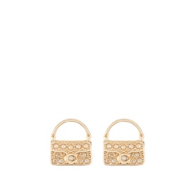 Coach Tabby Bag Earrings in gold tone with crystal diamant&eacute; embellishment, 3D bag shape with C monogram, stud fastening