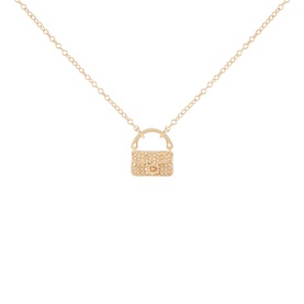 Coach Tabby Bag Pendant Necklace in gold-tone plated brass with cubic zirconia diamante bag charm and fine chain
