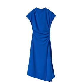 Crepe Ruched Flared Dress