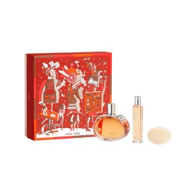 Herm&egrave;s Bar&eacute;nia Pleine Fleur Eau de Parfum Gift Set 100ml, red illustrated box with EDP bottle and travel spray