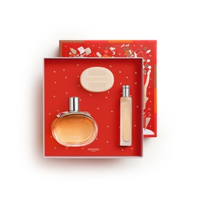 Herm&egrave;s Bar&eacute;nia Pleine Fleur Eau de Parfum Gift Set 100ml in festive red box with EDP bottle, mini spray, and soap