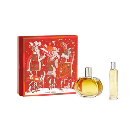 Herm&egrave;s Bar&eacute;nia Eau de Parfum Intense Gift Set 60ML, two amber bottles with festive red illustrated gift box