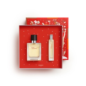 Herm&egrave;s Terre d'Herm&egrave;s Eau de Toilette Gift Set 50ml, two-piece fragrance set in festive red gift box with holiday print