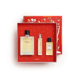 Herm&egrave;s Terre d'Herm&egrave;s Eau de Toilette Gift Set 100ml, three-piece set in festive red gift box with Christmas motifs