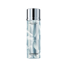 La Prairie Swiss Pristine Essence 150ml toner in a white floral-patterned bottle with silver cap