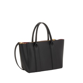 Marc Jacobs The Small Work Tote Bag in black pebbled leather with dual top handles, gold-tone hardware, and removable crossbody strap