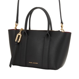 Marc Jacobs The Small Work Tote Bag in black pebbled leather, gold-tone hardware, dual top handles and removable crossbody strap